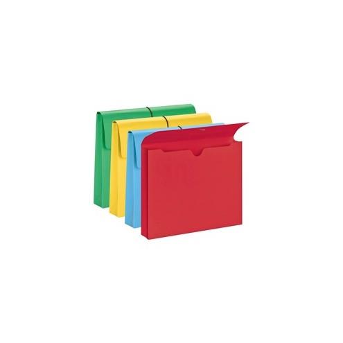 Smead Expanding Wallets with Flap and Cord Closure - 11 3/4" x 9 1/2" Sheet Size - 2" Expansion - 11 pt. Folder Thickness - Redrope - Blue, Green, Red, Yellow - 2.21 oz - Recycled - 50 / Box