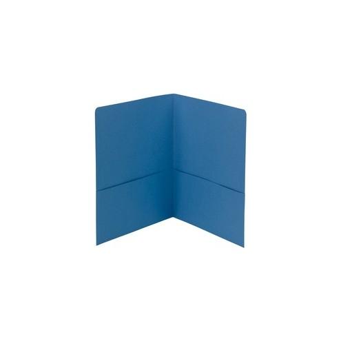 Smead 2-Pocket Folders - Letter - 8 1/2" x 11" Sheet Size - 100 Sheet Capacity - Folder - 2 Pocket(s) - 11 pt. Folder Thickness - Leatherette - Blue - 1.76 oz - Recycled - 25 / Box