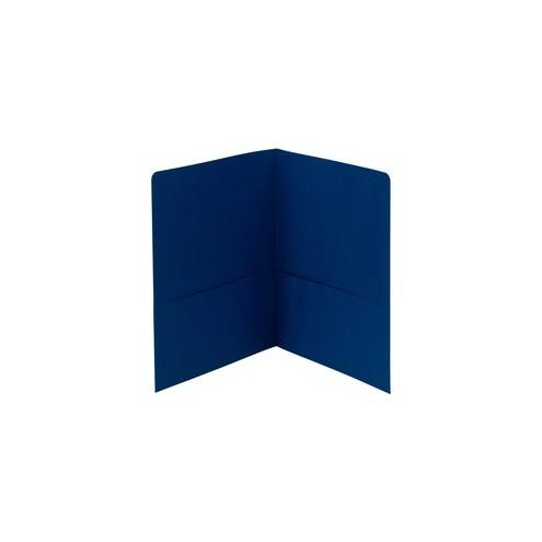 Smead 2-Pocket Folders - Letter - 8 1/2" x 11" Sheet Size - 100 Sheet Capacity - Folder - 2 Pocket(s) - 11 pt. Folder Thickness - Leatherette - Dark Blue - 1.76 oz - Recycled - 25 / Box