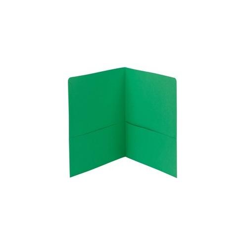 Smead 2-Pocket Folders - Letter - 8 1/2" x 11" Sheet Size - 100 Sheet Capacity - Folder - 2 Pocket(s) - 11 pt. Folder Thickness - Leatherette - Green - 1.76 oz - Recycled - 25 / Box