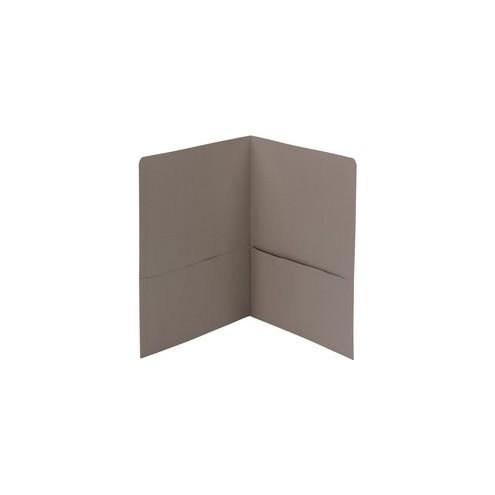 Smead 2-Pocket Folders - Letter - 8 1/2" x 11" Sheet Size - 100 Sheet Capacity - Folder - 2 Pocket(s) - 11 pt. Folder Thickness - Leatherette - Gray - 1.76 oz - Recycled - 25 / Box