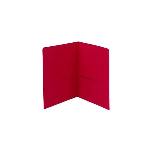 Smead 2-Pocket Folders - Letter - 8 1/2" x 11" Sheet Size - 100 Sheet Capacity - Folder - 2 Pocket(s) - 11 pt. Folder Thickness - Leatherette - Red - 1.76 oz - Recycled - 25 / Box