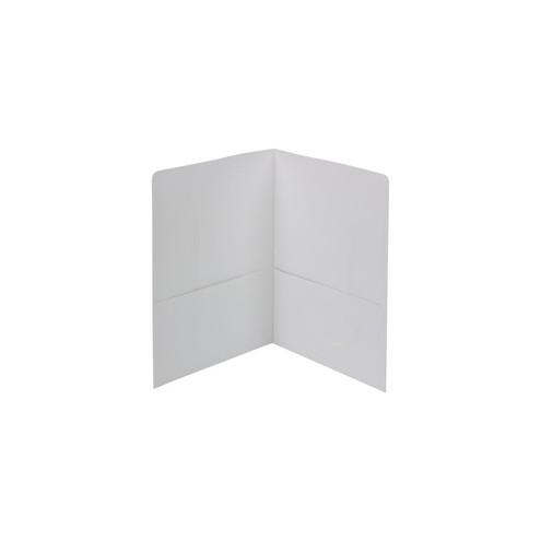 Smead 2-Pocket Folders - 1/2" Folder Capacity - Letter - 8 1/2" x 11" Sheet Size - 100 Sheet Capacity - 2 Pocket(s) - 11 pt. Folder Thickness - Leatherette - White - 1.97 oz - Recycled - 25 / Box