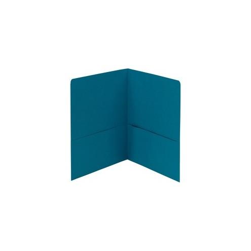 Smead 2-Pocket Folders - 1/2" Folder Capacity - Letter - 8 1/2" x 11" Sheet Size - 2 Pocket(s) - 11 pt. Folder Thickness - Leatherette - Teal - 1.76 oz - Recycled - 25 / Box