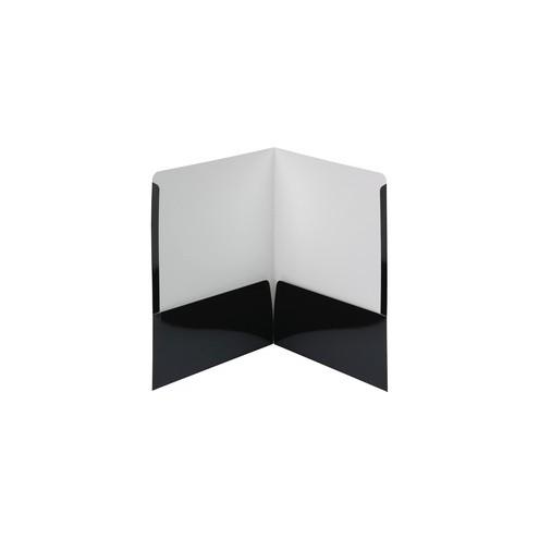 Smead High Gloss 2-Pocket Folders - Letter - 8 1/2" x 11" Sheet Size - 2 Pocket(s) - Black - 25 / Box