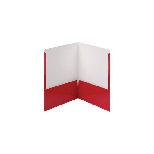 Smead High Gloss 2-Pocket Folders - Letter - 8 1/2" x 11" Sheet Size - 2 Pocket(s) - Red - 25 / Box