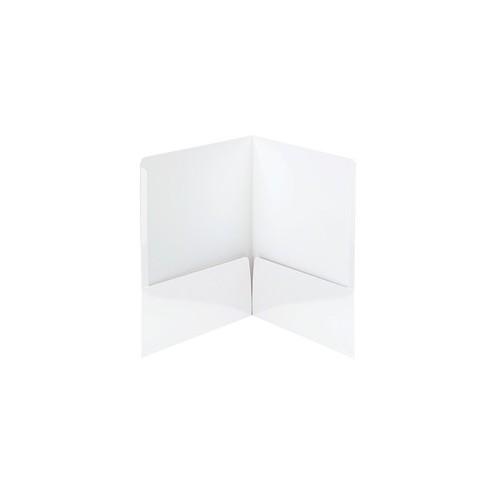 Smead High-Gloss 2-Pocket Folders - Letter - 8 1/2" x 11" Sheet Size - 2 Pocket(s) - White - 25 / Box