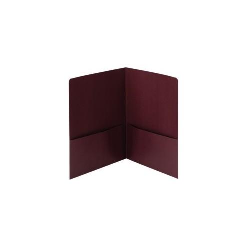 Smead 2-Pocket Folders - Letter - 2 Pocket(s) - Linen - Maroon - Recycled - 25 / Box