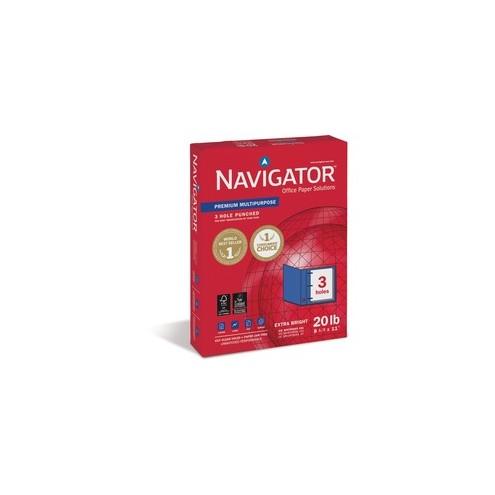 Soporcel Navigator Premium 3-Hole Punched Multipurpose Paper - Letter - 8 1/2" x 11" - 20 lb Basis Weight - 5000 / Carton - White