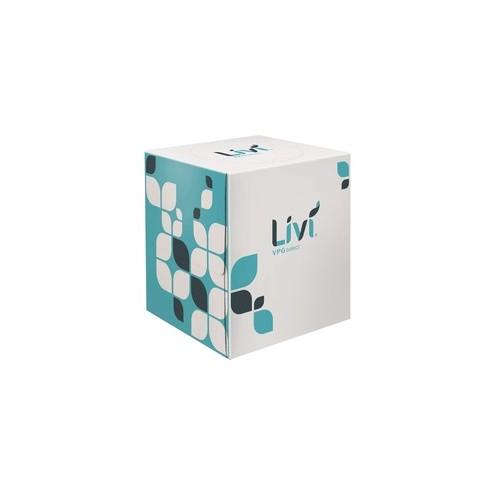 Livi VPG Facial Tissues - 2 Ply - White - Virgin Fiber - Embossed, Absorbent - For Business, Restaurant, Hotel - 90 Quantity Per Box - 36 / Carton