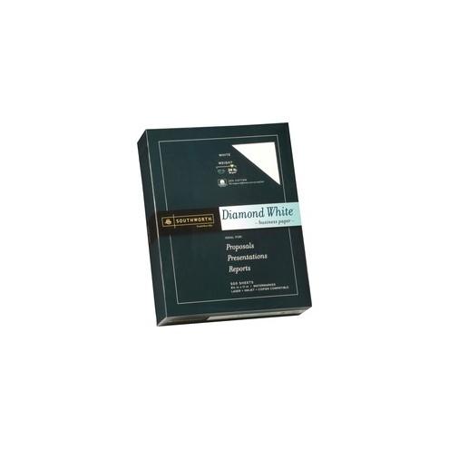 Southworth Diamond White Business Paper - Letter - 8 1/2" x 11" - 24 lb Basis Weight - Wove - 500 / Box - Diamond White