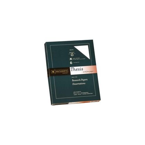 Southworth Thesis Paper - Letter - 8 1/2" x 11" - 20 lb Basis Weight - Wove - 250 / Pack - Bright White