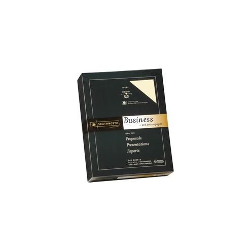 Southworth 24lb 25% Cotton Business Paper - Letter - 8 1/2" x 11" - 24 lb Basis Weight - Wove - 500 / Box - Ivory