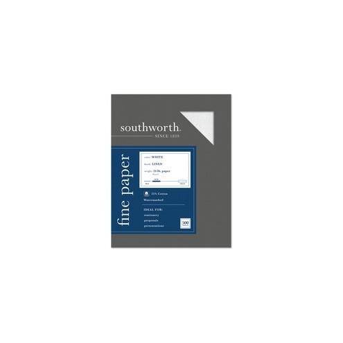 Southworth Business Paper - Letter - 8 1/2" x 11" - 24 lb Basis Weight - Linen - 500 / Box - White