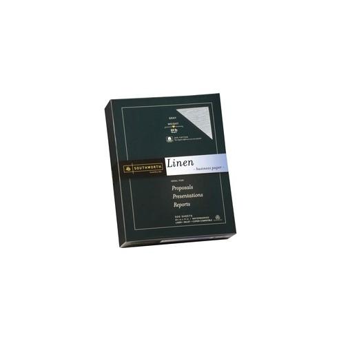 Southworth 25% Cotton Fine Linen Business Paper - Letter - 8 1/2" x 11" - 24 lb Basis Weight - Linen - 500 / Box - Gray