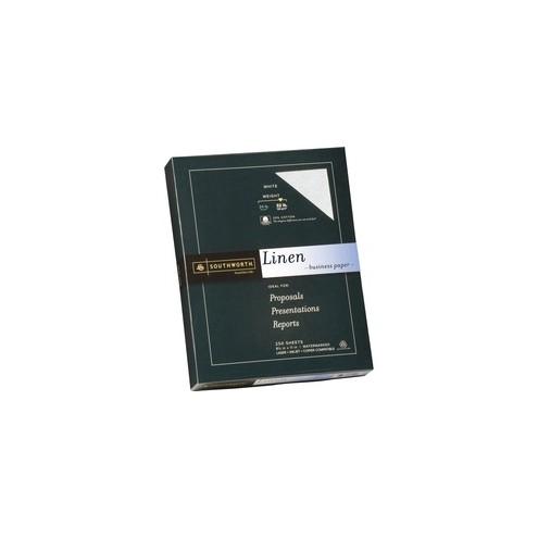 Southworth Linen Business Paper - Letter - 8 1/2" x 11" - 32 lb Basis Weight - Linen, Textured - 250 / Box - White