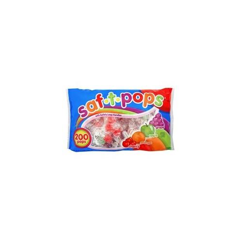 Saf-T-Pops Wrapped Lollipops - Cherry, Grape, Apple, Orange - Individually Wrapped - 4.50 lb - 200 / Bag