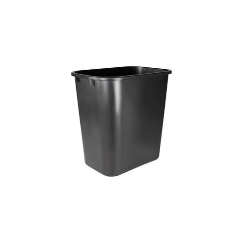 Sparco 28-quart Rectangular Wastebasket - 7 gal Capacity - Rectangular - 15" Height x 14.5" Width x 10.5" Depth - Polyethylene - Black