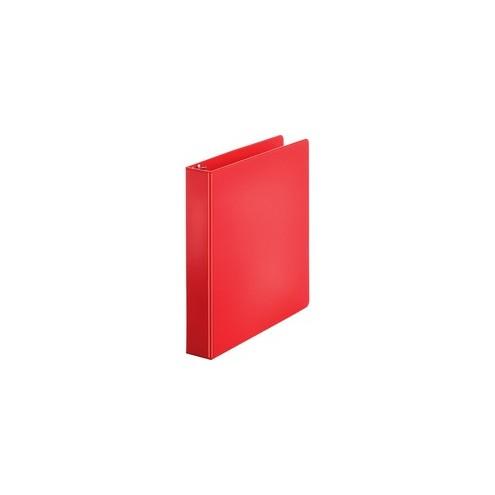 Sparco Round Ring Vinyl Binder - 1 1/2" Binder Capacity - Letter - 8 1/2" x 11" Sheet Size - 3 x Round Ring Fastener(s) - 2 Inside Front & Back Pocket(s) - Vinyl - Red - 1.42 lb - 1 Each