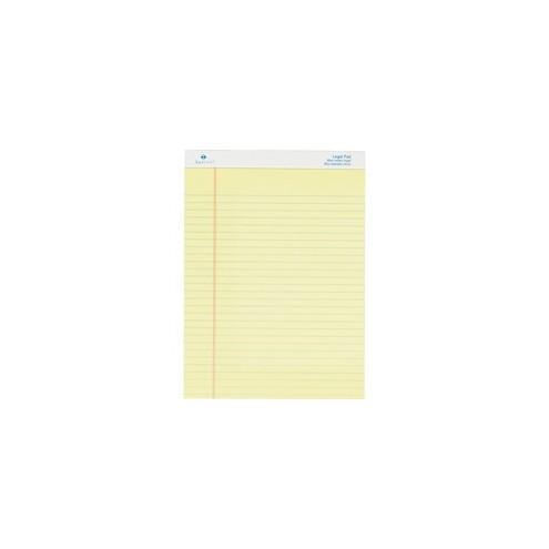Sparco Legal Ruled Pads - 50 Sheets - Glue - 0.34" Ruled - 16 lb Basis Weight - 8 1/2" x 11 3/4" - Canary Paper - Micro Perforated, Easy Tear, Sturdy Back - 1Dozen