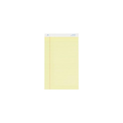 Sparco Legal Ruled Pads - Legal - 50 Sheets - Glue - 0.34" Ruled - 16 lb Basis Weight - 8 1/2" x 14" - Canary Paper - Micro Perforated, Easy Tear, Sturdy Back - 1Dozen