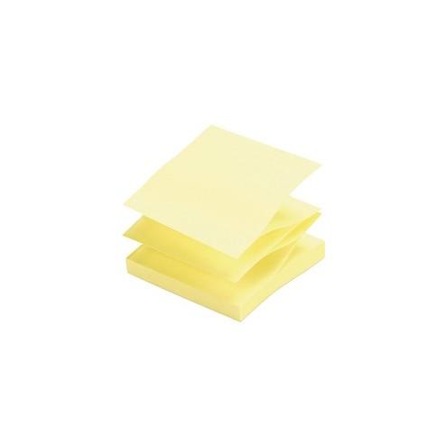 Sparco Pop-up Adhesive Fanfold Note Pads - 100 - 3" x 3" - Square - Unruled - Yellow - Pop-up, Solvent-free Adhesive, Fanfold, Removable - 1200 / Pack