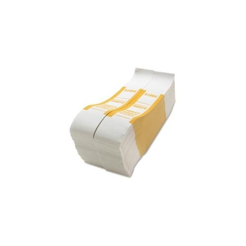 Sparco White Kraft ABA Bill Straps - 1000 Wrap(s)Total $1,000 in $10 Denomination - Kraft - Yellow