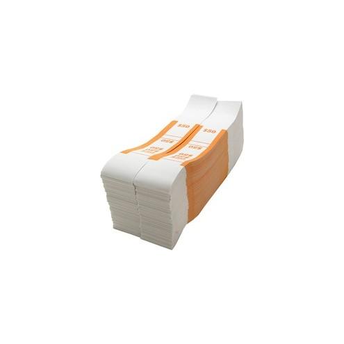 Sparco White Kraft ABA Bill Straps - 1000 Wrap(s)Total $50 in $1 Denomination - Kraft - Orange