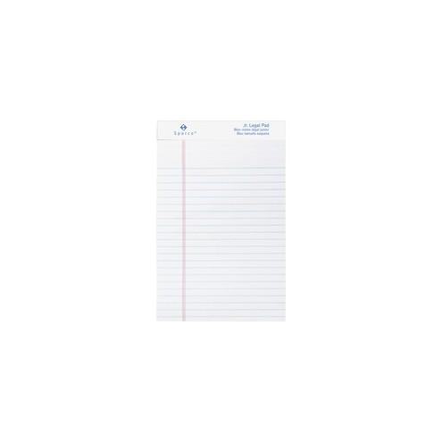 Sparco Junior Legal - Ruled White Writing Pads - Jr.Legal - 50 Sheets - 0.28" Ruled - 16 lb Basis Weight - 5" x 8" - White Paper - Micro Perforated - 1Dozen