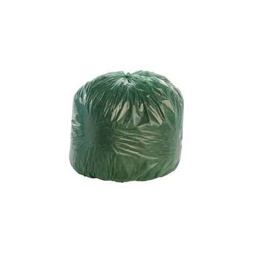 Stout Controlled Life-Cycle Plastic Trash Bags - 33 gal - 33" Width x 40" Length x 1.10 mil (28 Micron) Thickness - Green - 40/Carton - Office Waste