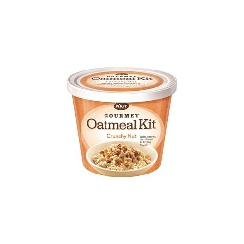 Njoy Gourmet Crunchy Nut Oatmeal Kit - Resealable Lid, Individually Wrapped - Cup - 1 Serving Cup - 8 / Carton