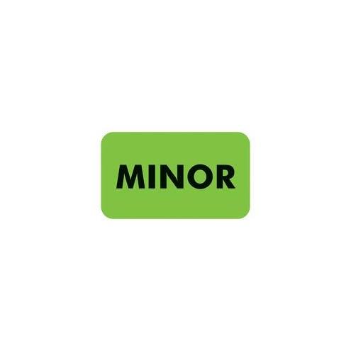 Tabbies MINOR Patient Information Label - 1.50" x 0.88" - "Minor" - Green - 250 / Roll