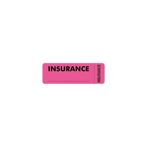 Tabbies INSURANCE Labels - 3" Width x 1" Length - Pink - 250 / Roll - 250 / Roll