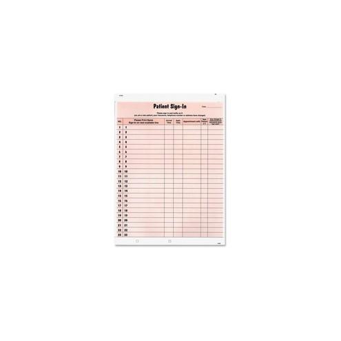 Tabbies Patient Sign-In Label Forms - 125 Sheet(s) - Salmon - 125 / Pack