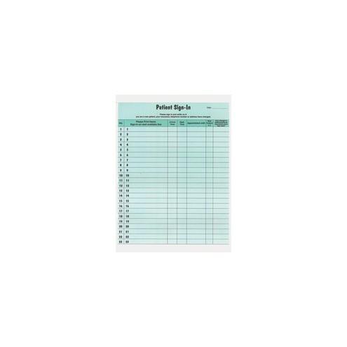 Tabbies Patient Sign-In Label Forms - 125 Sheet(s) - 11" x 8.50" Form Size - Letter - Green Sheet(s) - Paper - 125 / Pack