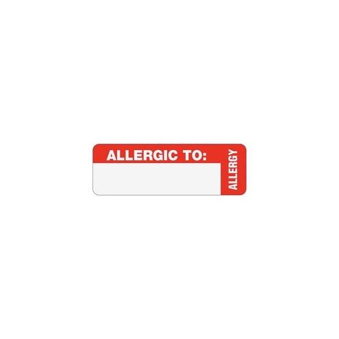 Tabbies Allergic To: Medical Wrap Labels - 3" Width x 1" Length - Red - 500 / Roll