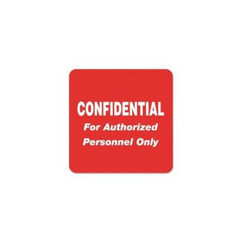 Tabbies Confidential Authorized Personnel Only Label - 2" Width x 2" Length - Rectangle - Red - 500 / Roll - 500 / Roll