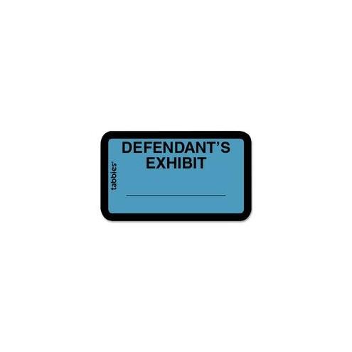 Tabbies Defendant's Exhibit Legal File Labels - 1 5/8" Width x 1" Length - Blue - 252 / Pack