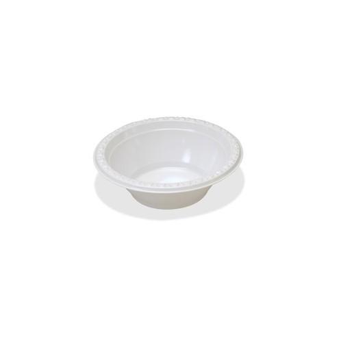 Tablemate Party Expressions Plastic Bowls - 12 fl oz Bowl - Plastic - White - 125 Piece(s) / Pack