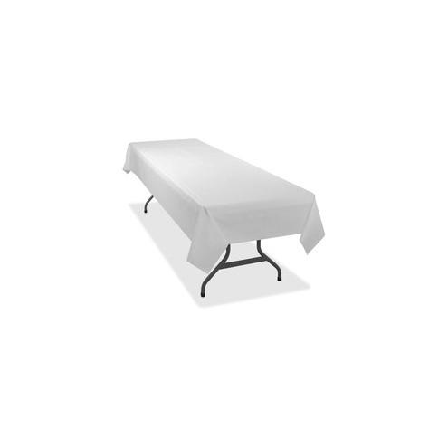 Tablemate Heavy-duty Plastic Table Covers - 108" Length x 54" Width - Plastic - White - 24 / Carton