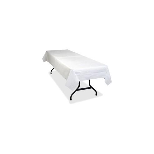 Tablemate Table Set Poly Tissue Table Cover - 108" Length x 54" Width - Poly, Tissue - White - 6 / Pack