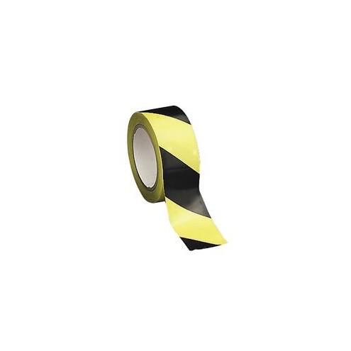 Tatco Hazard/Aisle Marking Tape - 36 yd Length x 2" Width - Adhesive Backing - 1 Roll - Yellow, Black