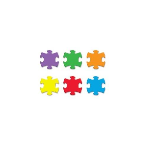 Trend Mini Puzzle Pieces Accent Varitey Pack - Fun Theme/Subject - Durable, Precut, Reusable - 3" Height x 5" Length - Multicolor - 36 / Pack