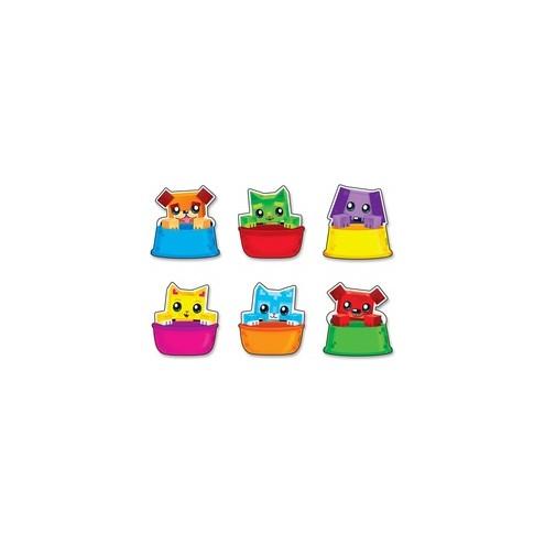 Trend Blockstar Buddies Mini Accents Variety Pack - Fun Theme/Subject - 18, 18 (Dog, Cat) Shape - Durable, Precut, Reusable - 3" Height - Multicolor - 36 / Pack