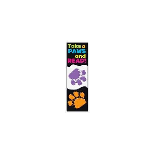 Trend Take-a-Paws and Read Bookmark - Encouragement Theme/Subject - 36 (Rectangle) Shape - Take-a-Paws and Read Bookmark - 6.50" Height x 2" Width - Multicolor - 36 / Pack