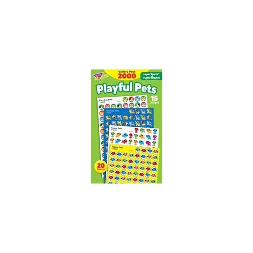 Trend superSpots superShapes Playful Pets Stickers - (Puppy Pals) Shape - Acid-free, Non-toxic, Photo-safe - 8" Height x 4.13" Width x 6.63" Length - Multicolor - 2000 / Pack