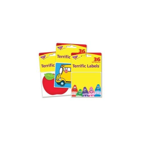 Trend Terrific Labels Classroom Designs Name Tags - Self-adhesive Adhesive Length - Rectangle - Multicolor - 108 / Pack