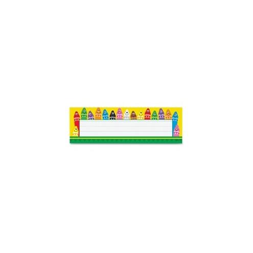 Trend Colorful Crayons Name Plates - 36 / Pack - 9.5" Width x 2.9" Height - Rectangular Shape - Assorted