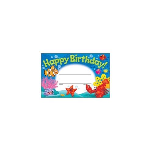 Trend Happy Birthday Sea Buddies Awards - "Happy Birthday" - 8.50" x 5.50" - Multicolor - 30 / Pack