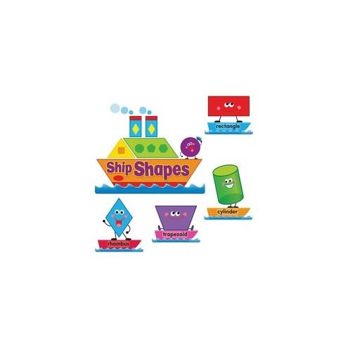 Trend Ship Shapes/Colors Bulletin Board Set - Learning Theme/Subject - 16, 24, 4 (Geometric, Word, Label) Shape - Multicolor - 45 / Set